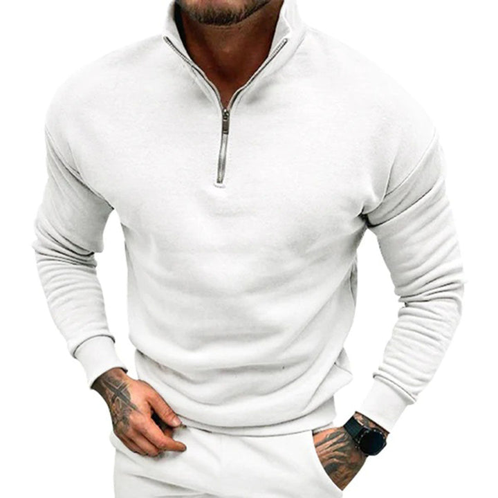 Mens Half-Zip Sweater with Zippered Collar - BritishMode