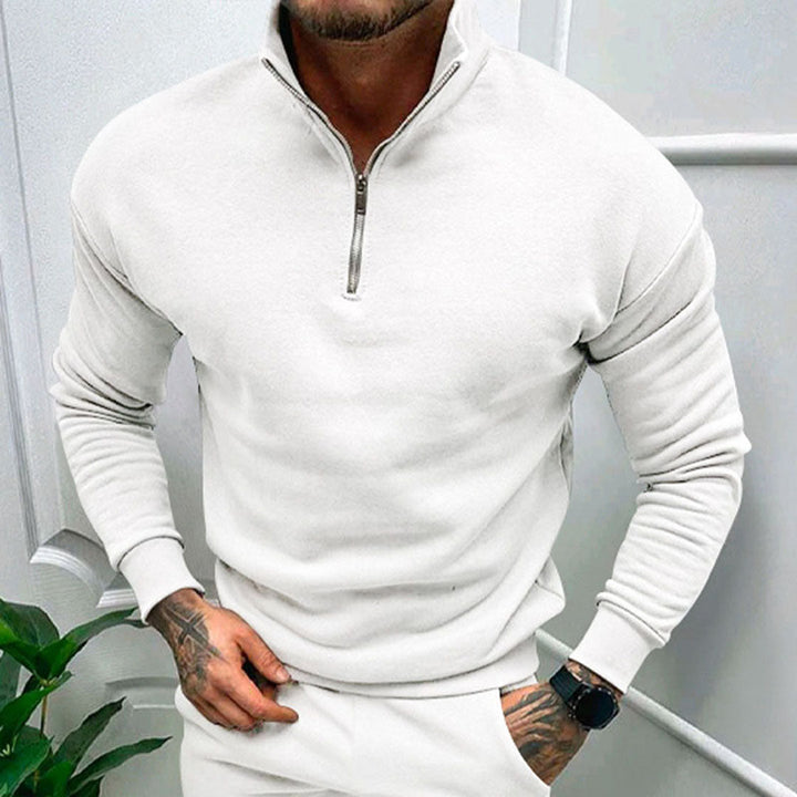 Mens Half-Zip Sweater with Zippered Collar