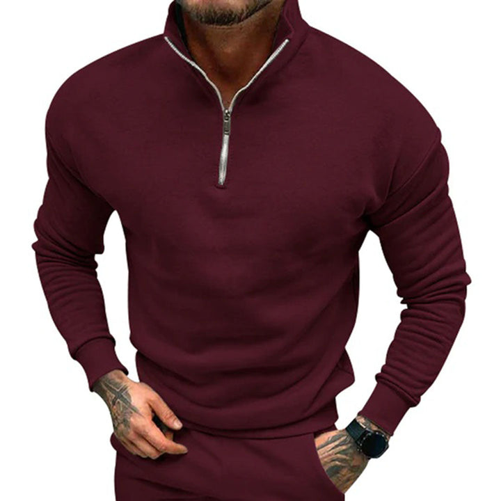 Mens Half-Zip Sweater with Zippered Collar