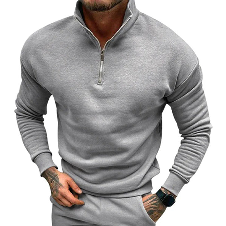 Mens Half-Zip Sweater with Zippered Collar