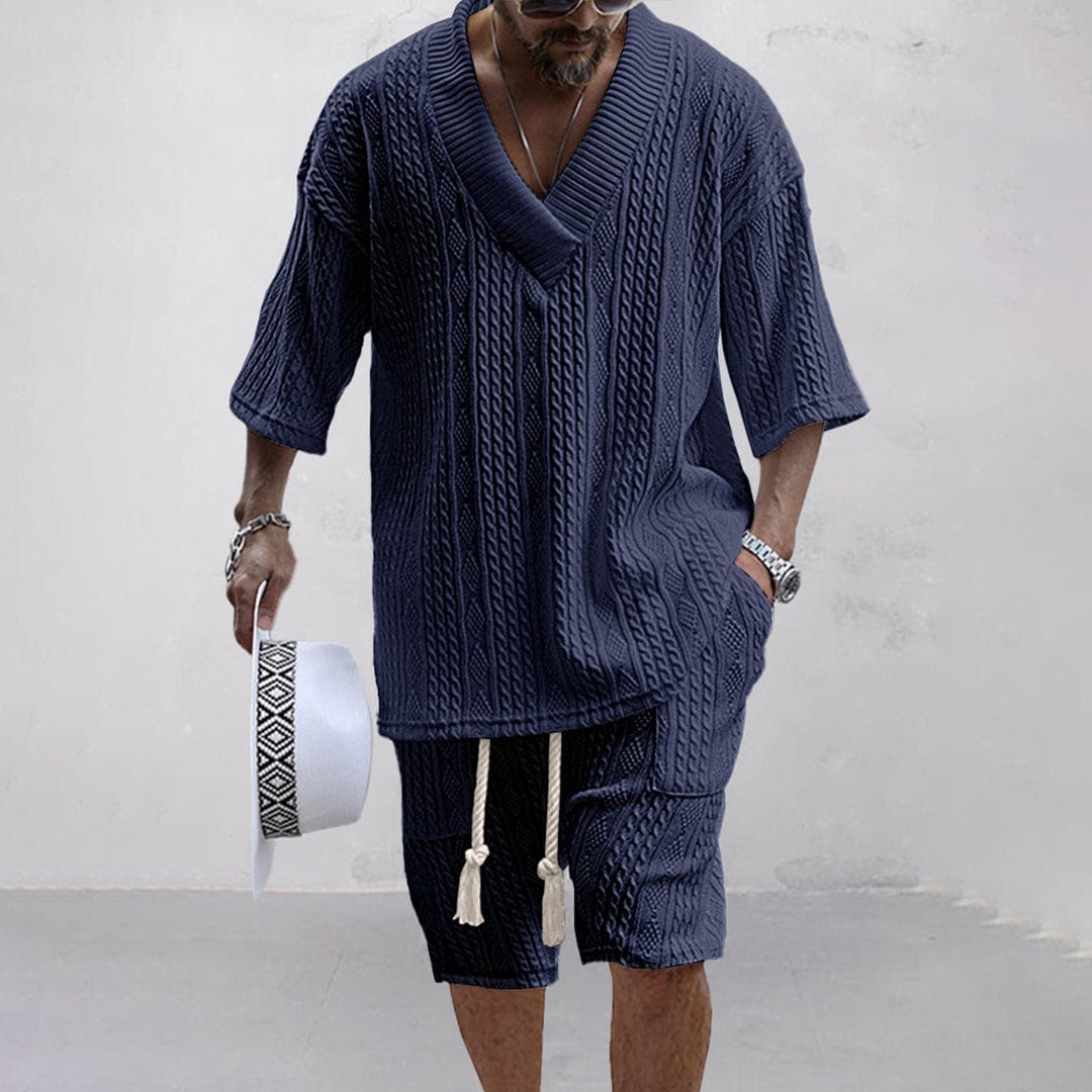Womens Knit Shirt and Shorts Set Comfortable Summer Fit