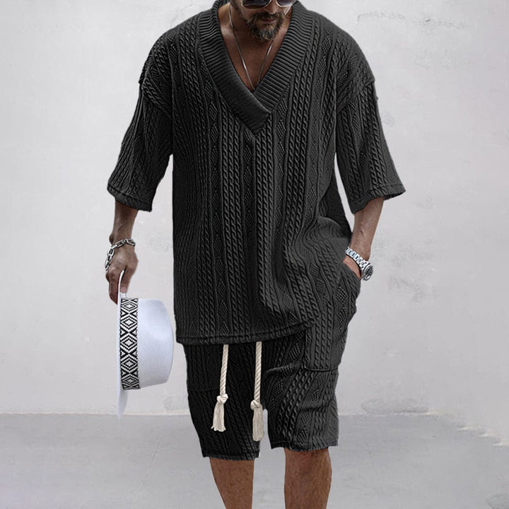 Womens Knit Shirt and Shorts Set Comfortable Summer Fit