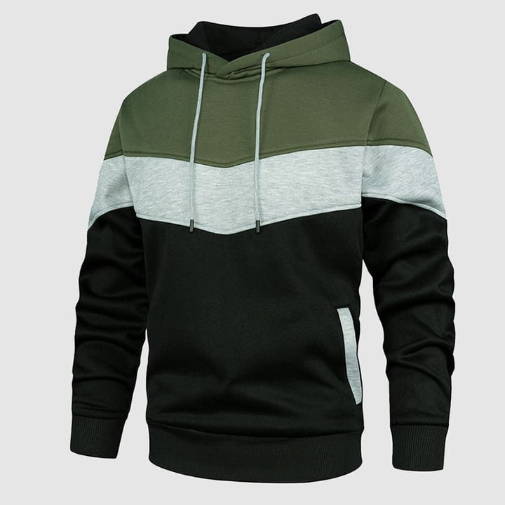 Mens Hoodie Chevron Pattern Pullover Relaxed Fit