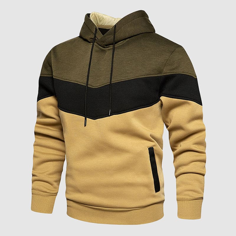 Mens Hoodie Chevron Pattern Pullover Relaxed Fit