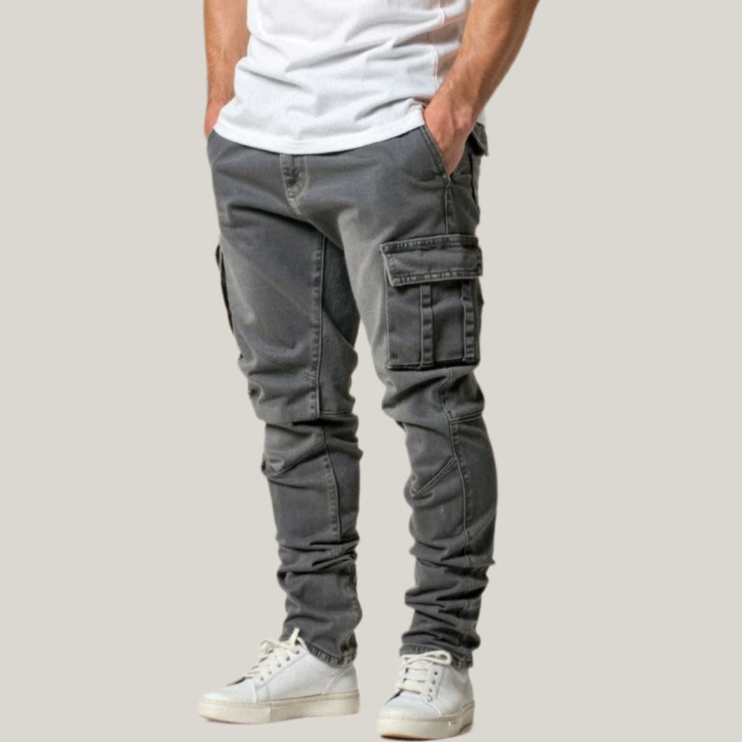 Mens Cargo Jeans Stretch Denim Relaxed Fit