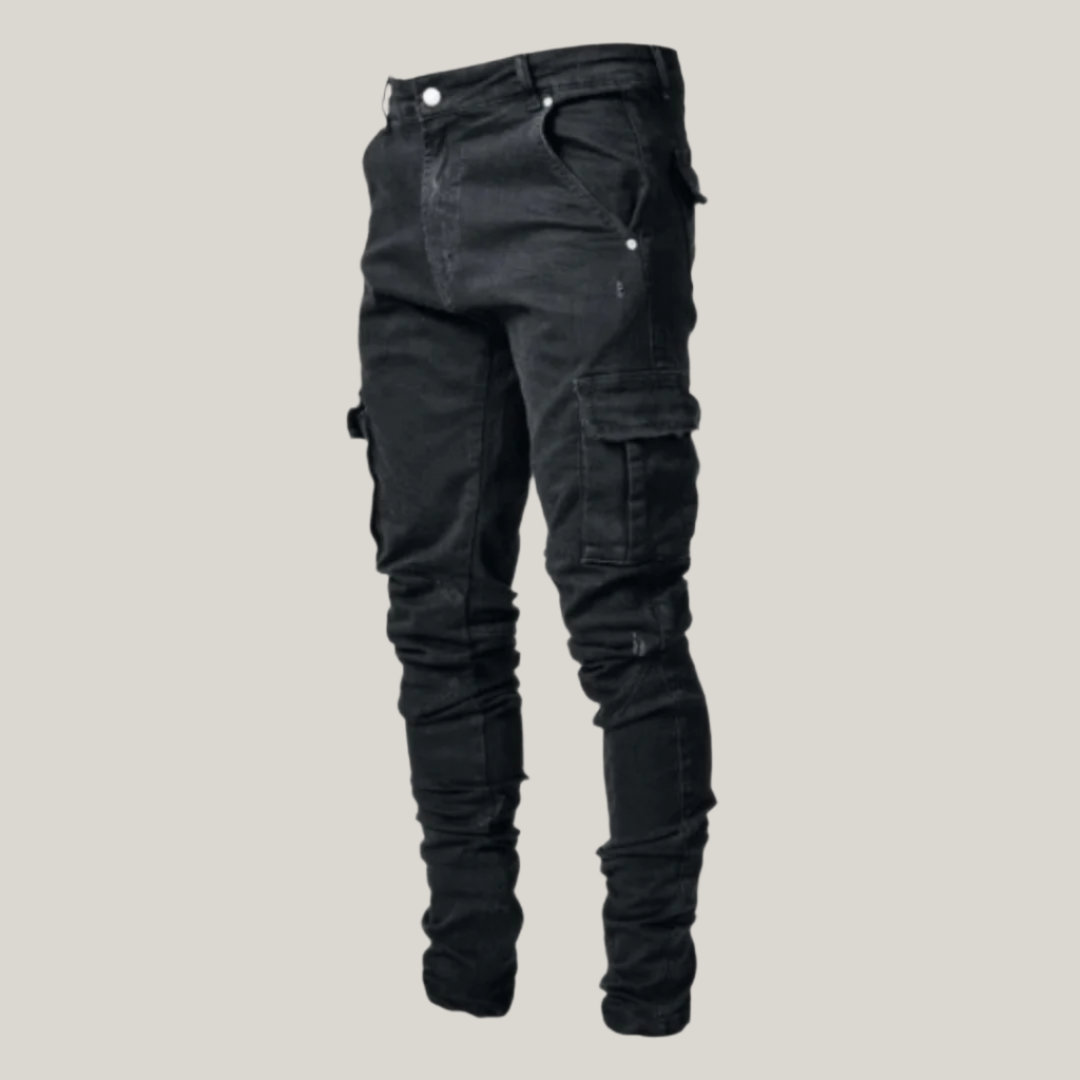 Mens Cargo Jeans Stretch Denim Relaxed Fit