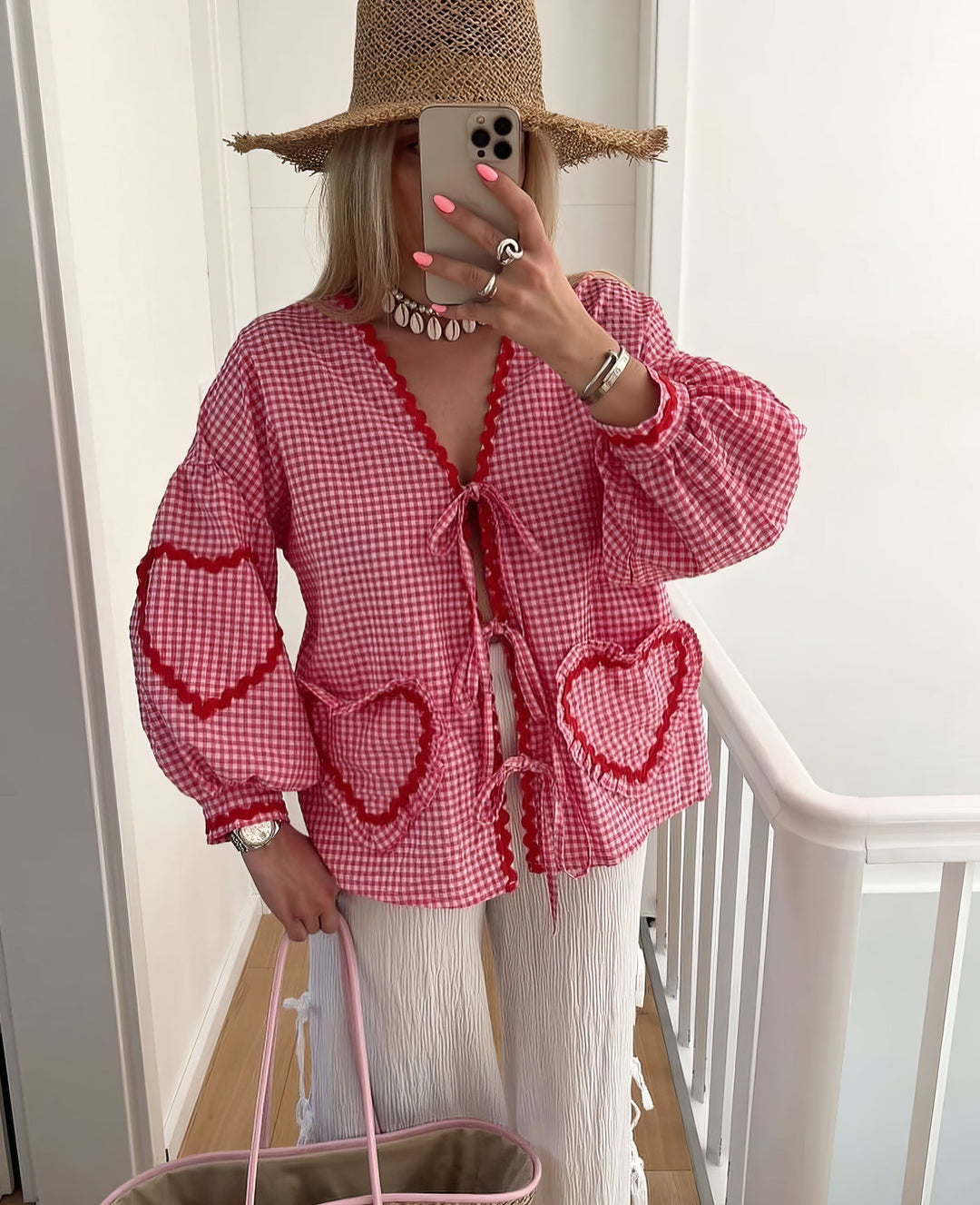 Womens Heart Pattern Top with Fashionable Fit