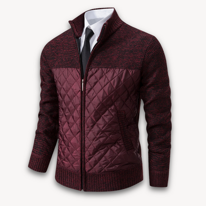 Mens Quilted Jacket Knitted Sleeves Casual Warm Fit