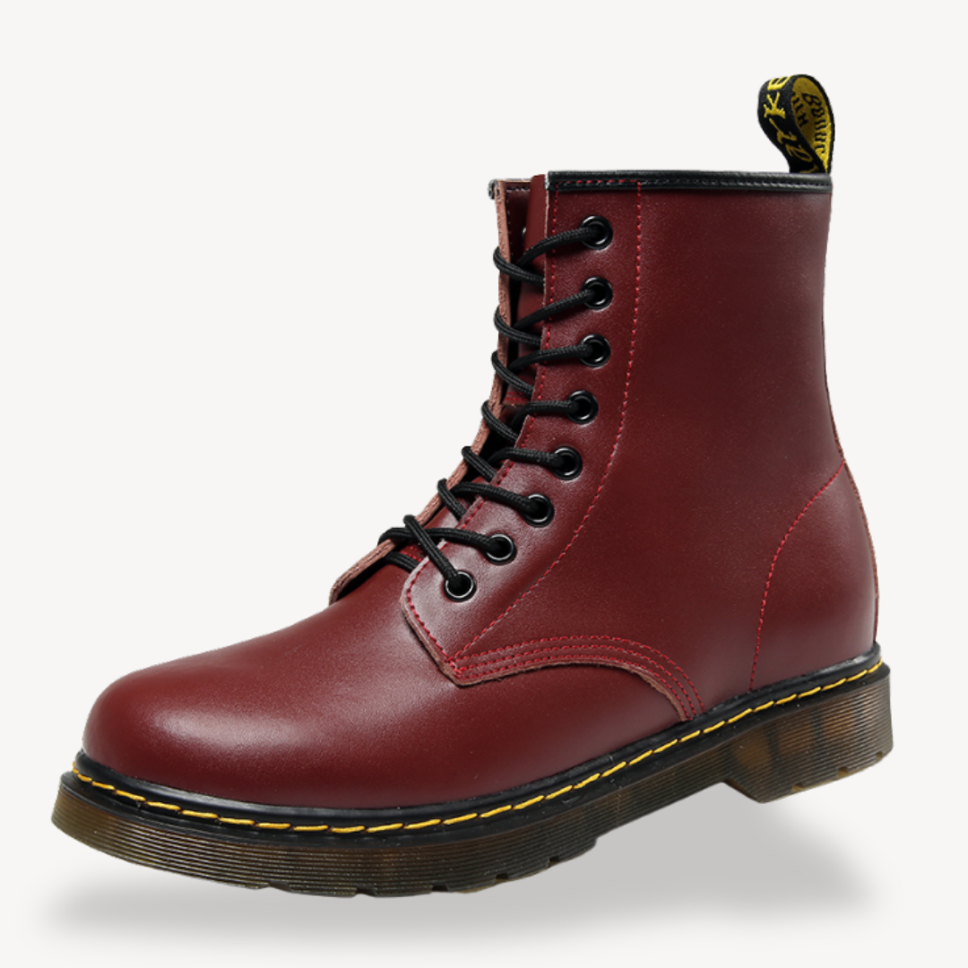Unisex Leather Combat Boots Durable Lace-Up Ankle