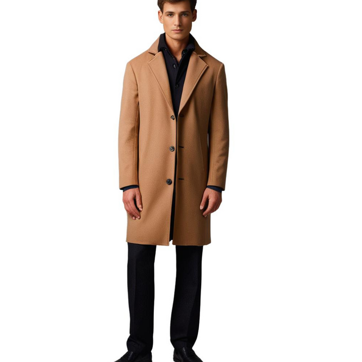 Mens Overcoat Wool Single Breasted Classic Fit - BritishMode