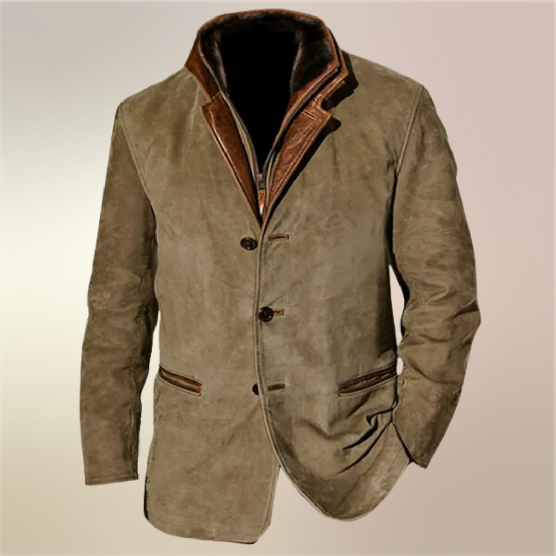 Mens Blazer Suede Leather Tailored Fit - BritishMode