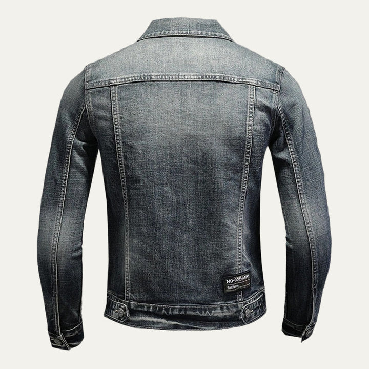 Mens Denim Trucker Jacket Distressed Relaxed Fit