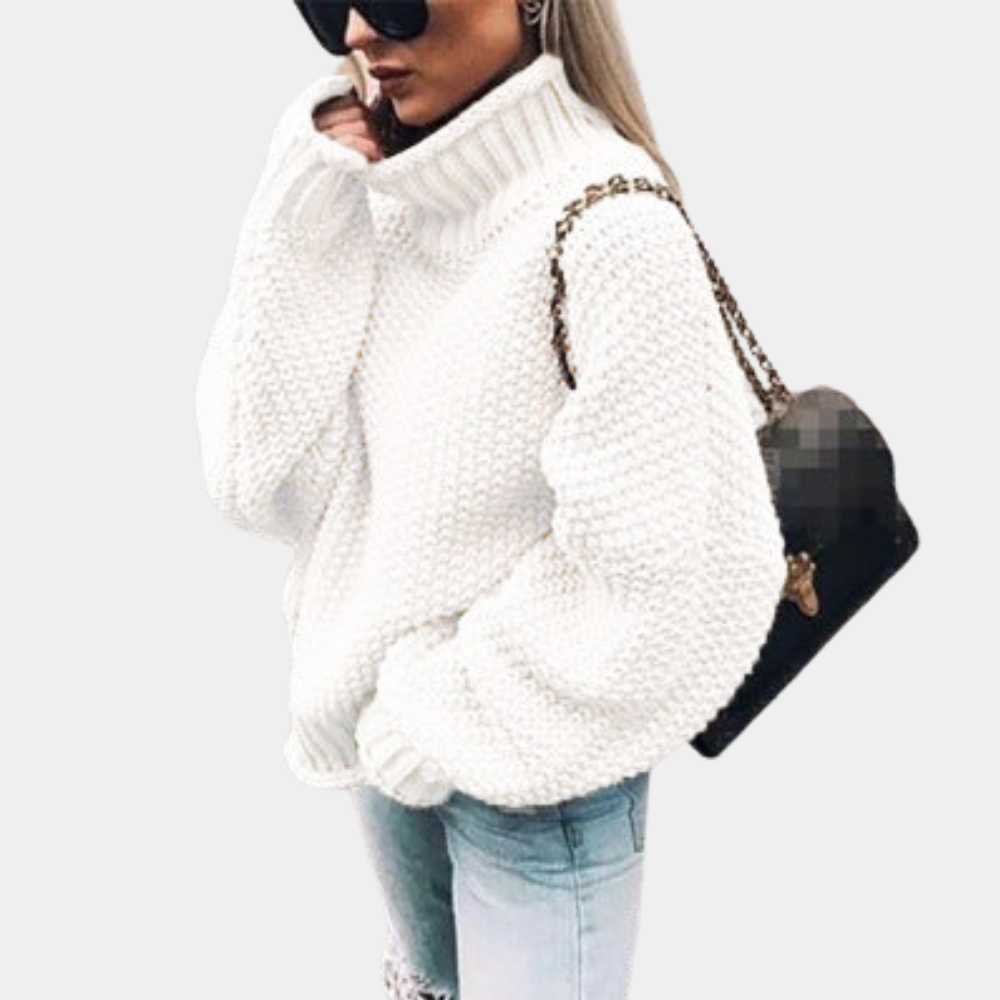 Womens Wool Sweater Turtleneck Cozy Fit - BritishMode