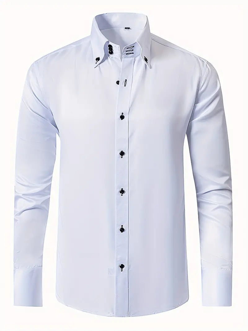 Mens Dress Shirt Cotton Button-Front Classic Fit - BritishMode