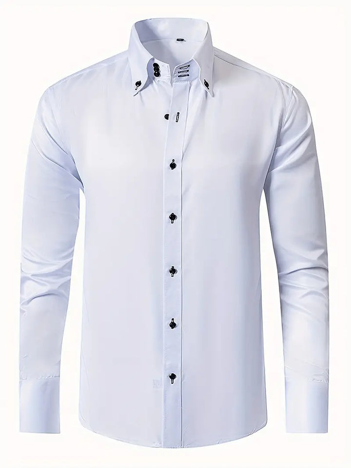 Mens Dress Shirt Cotton Button-Front Classic Fit - BritishMode