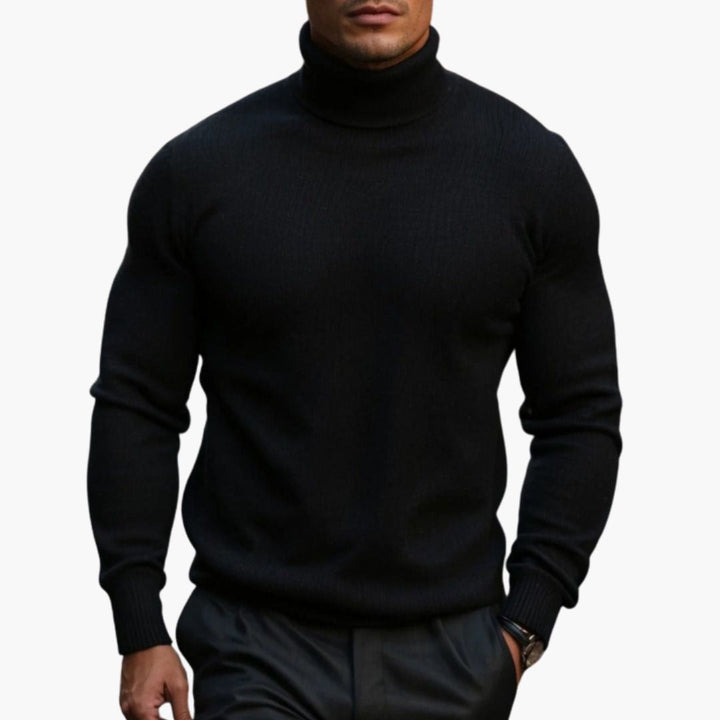 Mens Cotton Turtleneck Jumper Knitwear Autumn Fit - BritishMode
