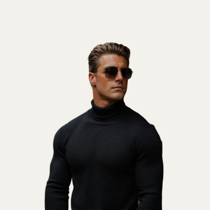 Mens Turtleneck Sweater Fitted Classic Style
