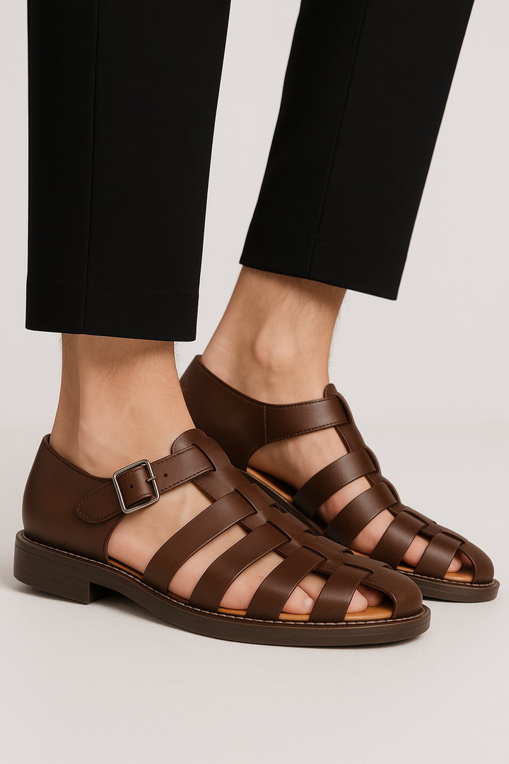 Mens PU Leather Sandals with Sleek Silhouette