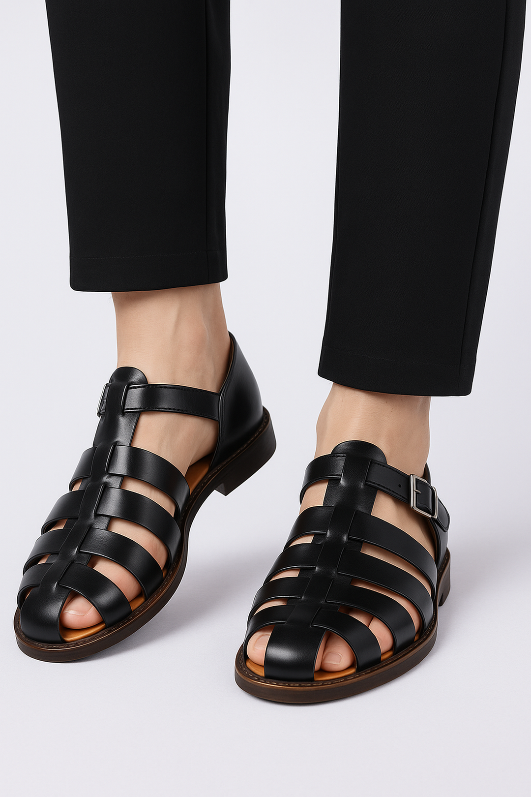 Mens PU Leather Sandals with Sleek Silhouette - BritishMode