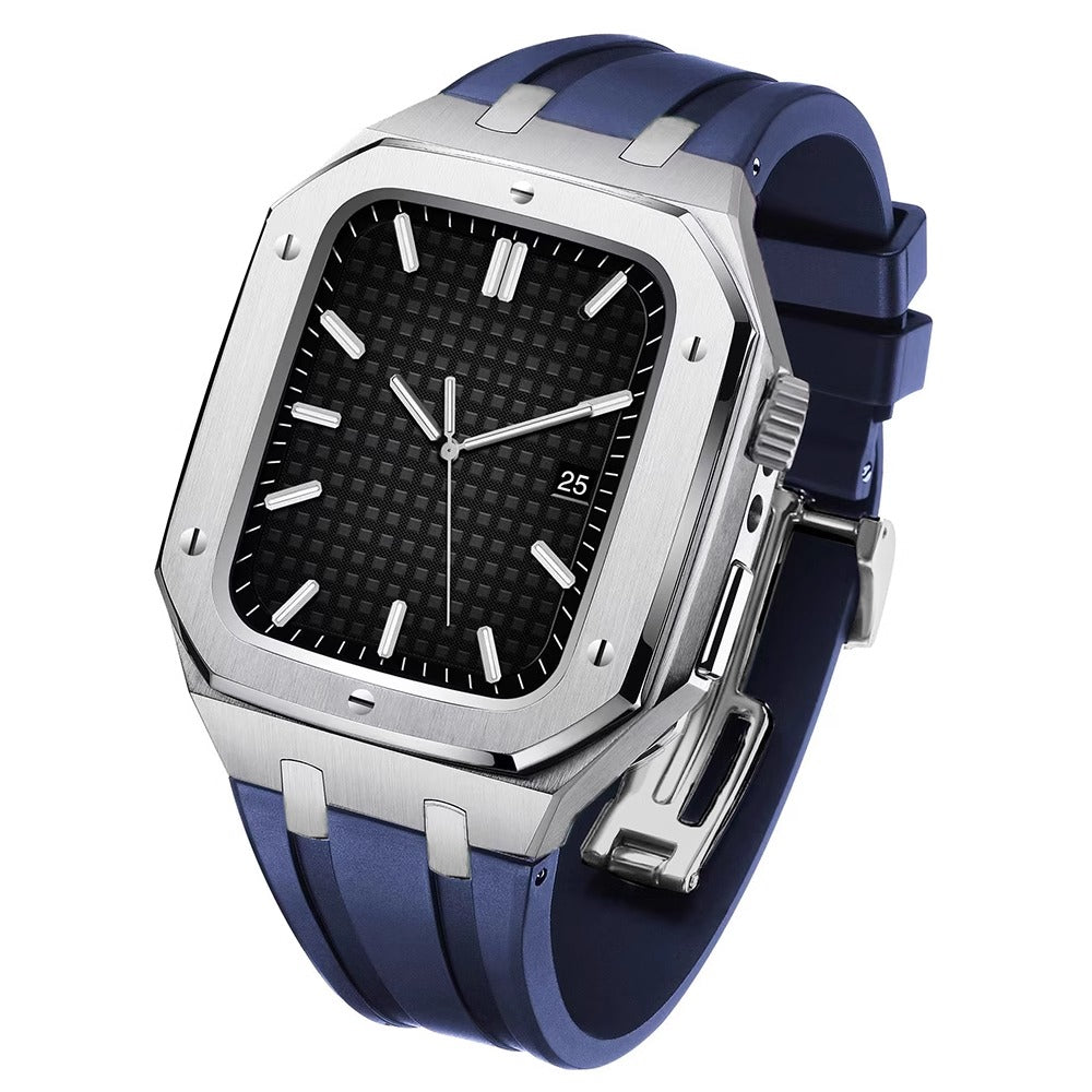 Unisex Watch Upgrade Kit Silicone Strap Metal Case