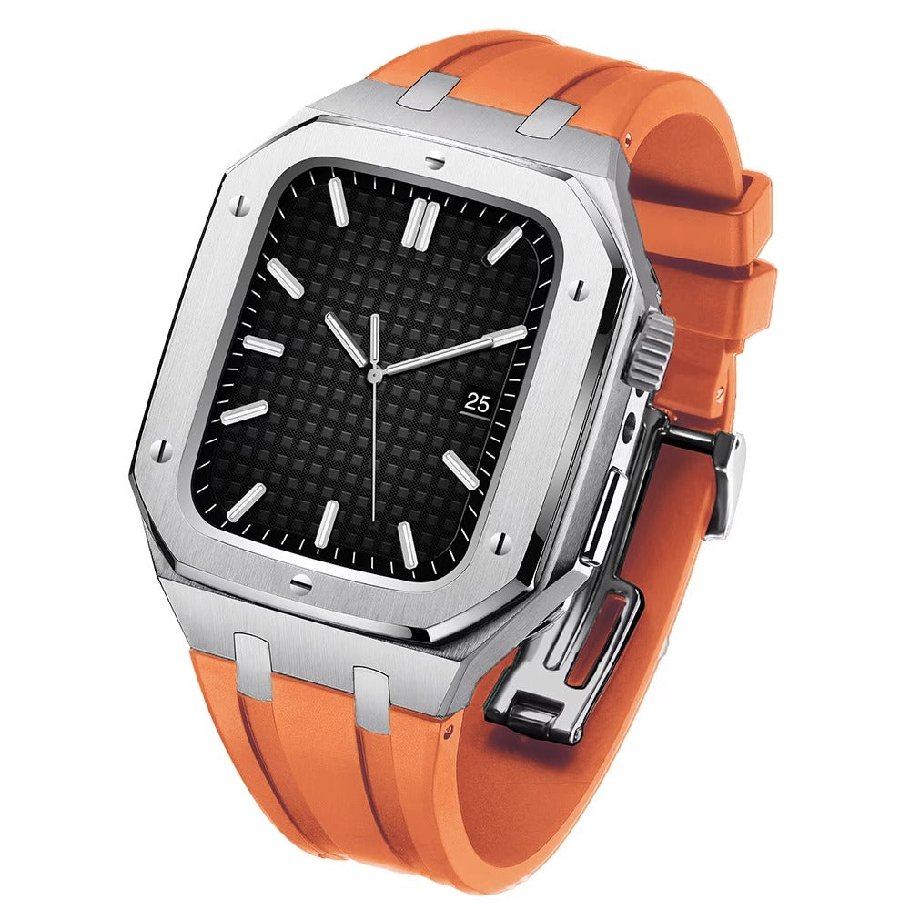 Unisex Watch Upgrade Kit Silicone Strap Metal Case