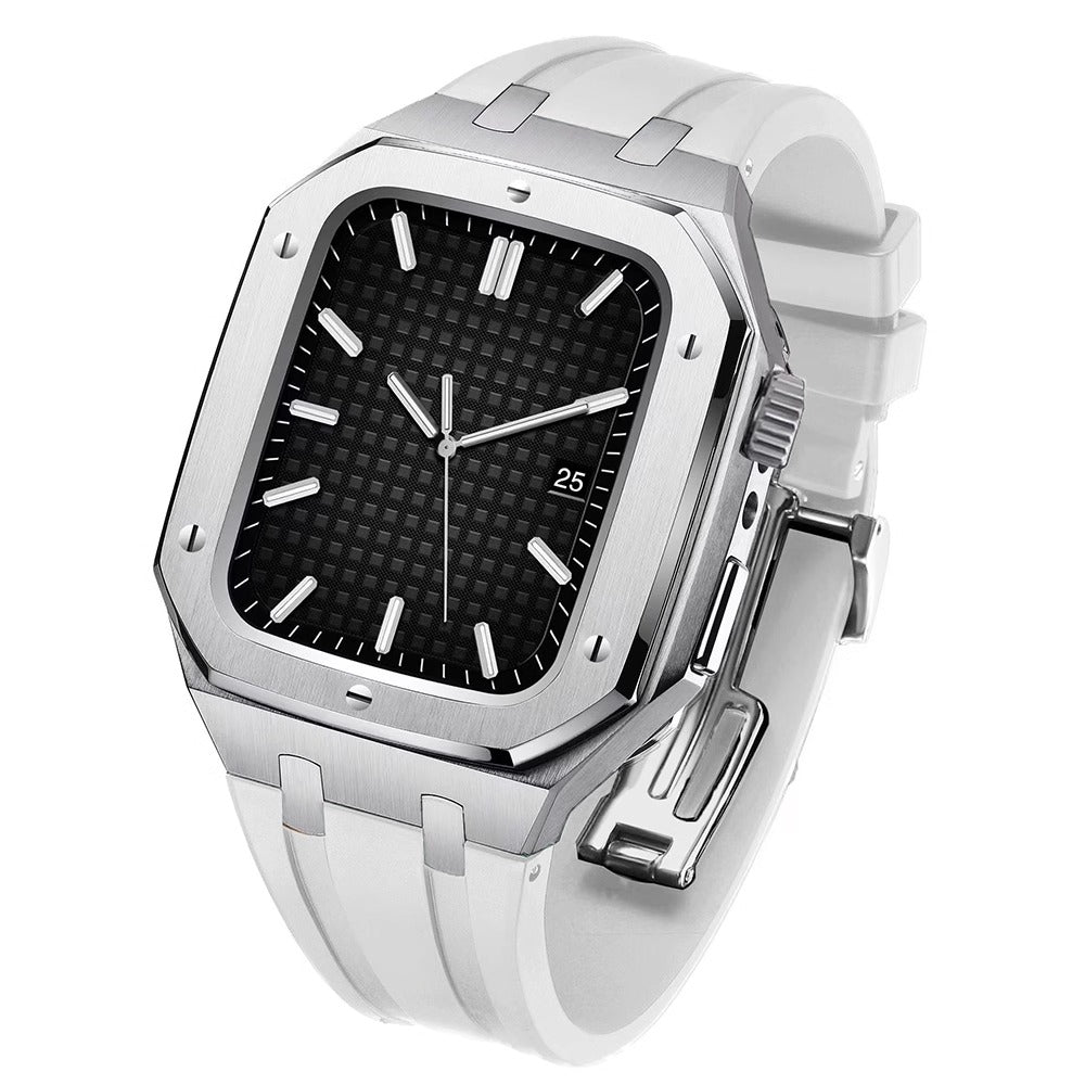 Unisex Watch Upgrade Kit Silicone Strap Metal Case