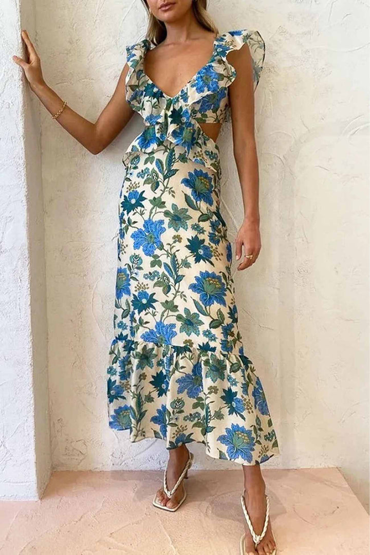 Womens Maxi Dress Strapless Floral Detail Summer Style