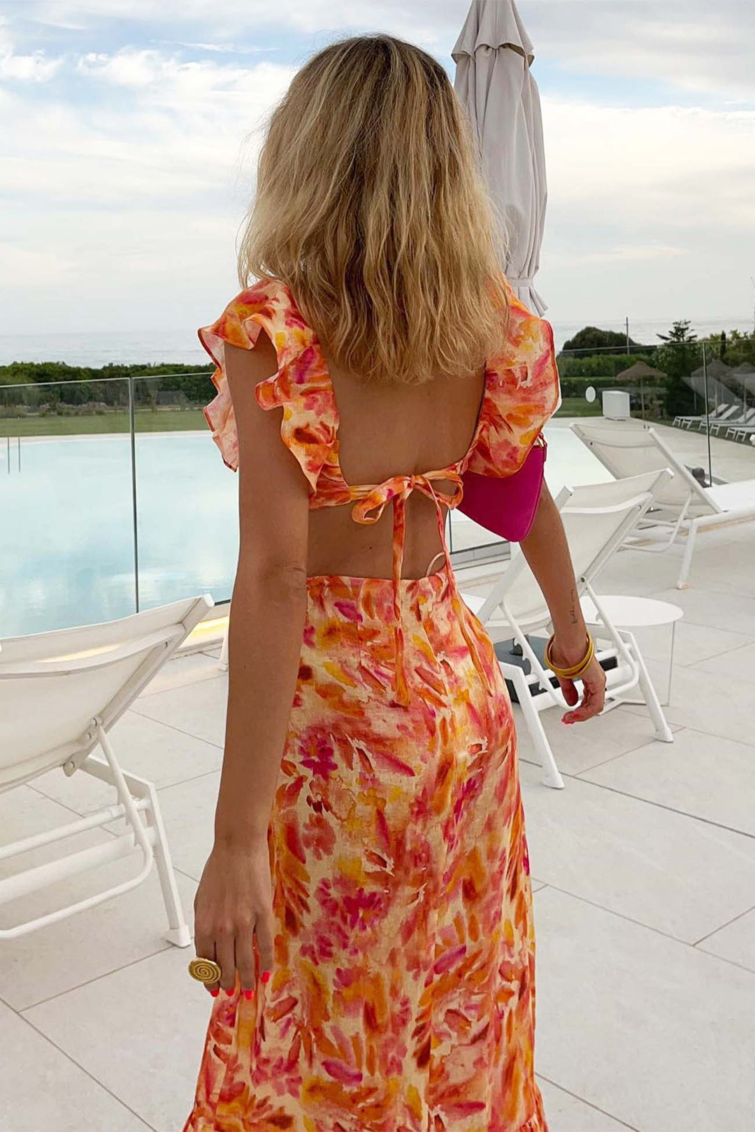 Womens Maxi Dress Strapless Floral Detail Summer Style