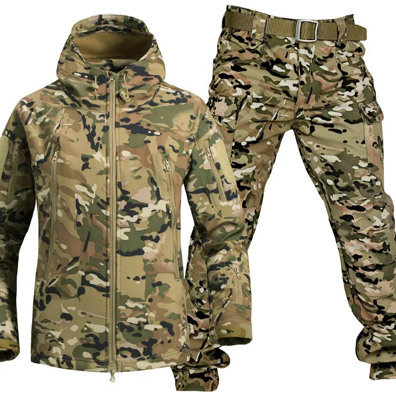 Mens Tactical Outdoor Waterproof Jacket and Pants Set
