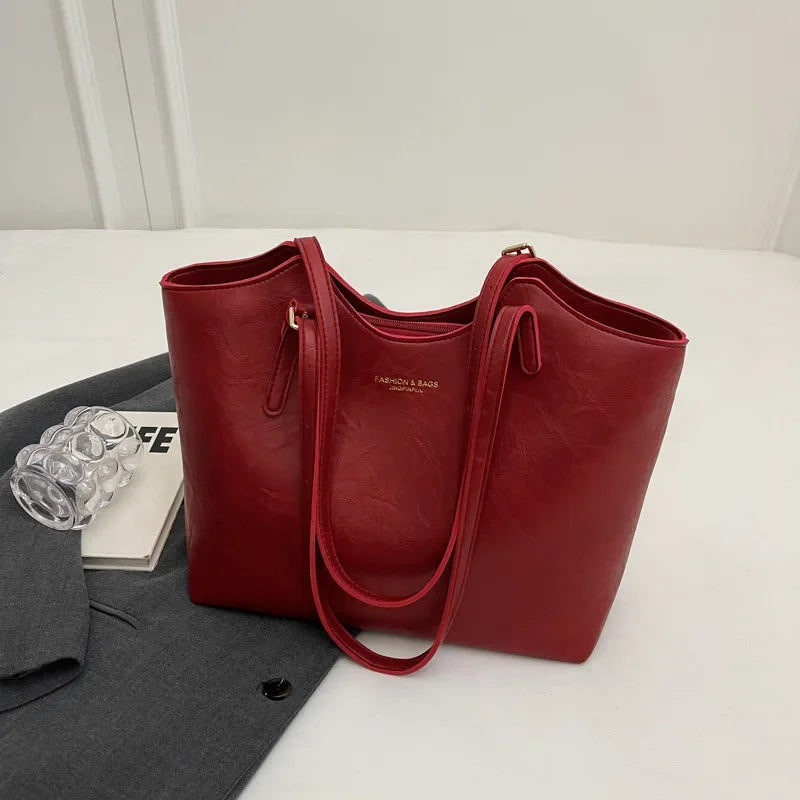 Womens Vegan Leather Tote Bag Spacious Stylish