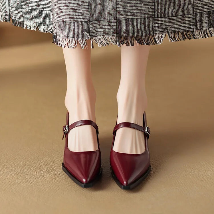Womens Leather Heels Genuine Leather Upper