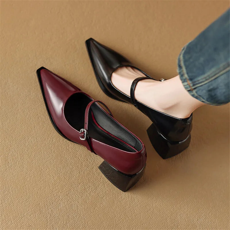 Womens Leather Heels Genuine Leather Upper