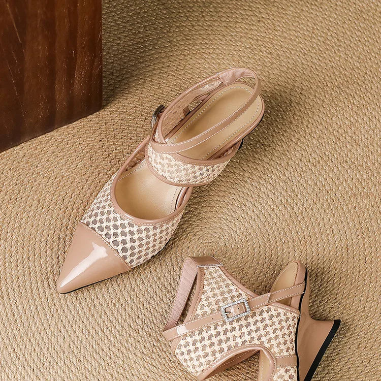 Womens Slingback Shoes Genuine Leather Velour