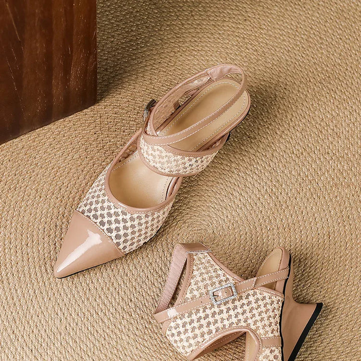 Womens Slingback Shoes Genuine Leather Velour