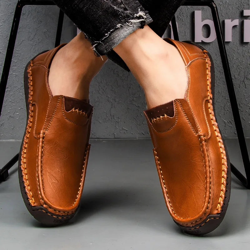 Mens Loafers Genuine Leather Slip-On