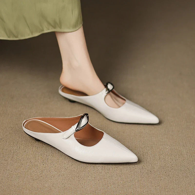 Womens Genuine Leather Mules Slip-On Style