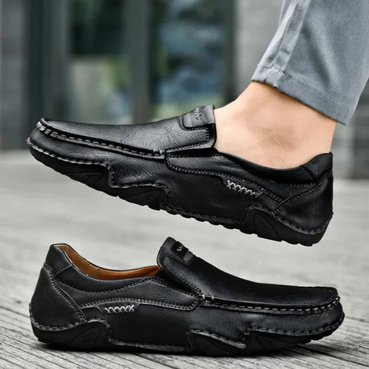 Mens Leather Loafers Slip-On Classic Fit