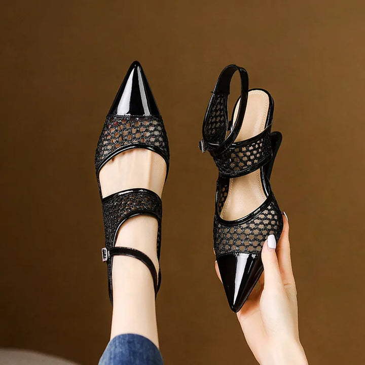 Womens Slingback Shoes Genuine Leather Velour