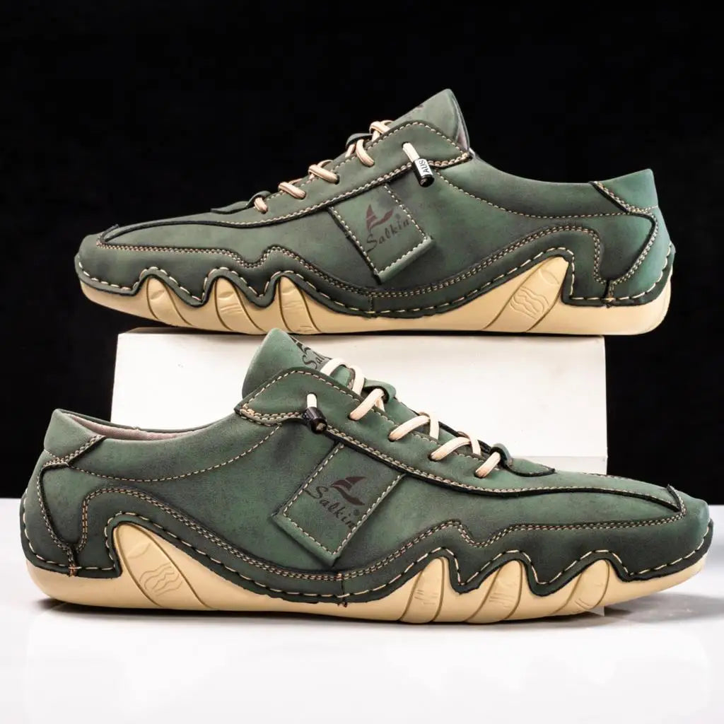 Mens Casual Lace-Up Shoes with Contrast Stitching Curved Sole