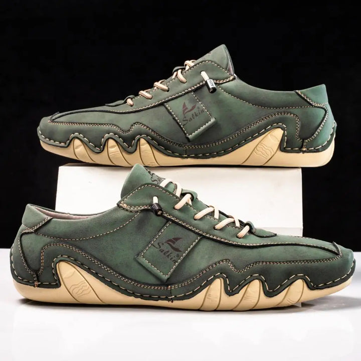 Mens Casual Lace-Up Shoes with Contrast Stitching Curved Sole