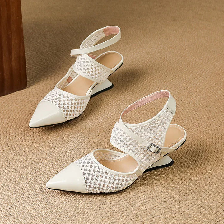 Womens Slingback Shoes Genuine Leather Velour
