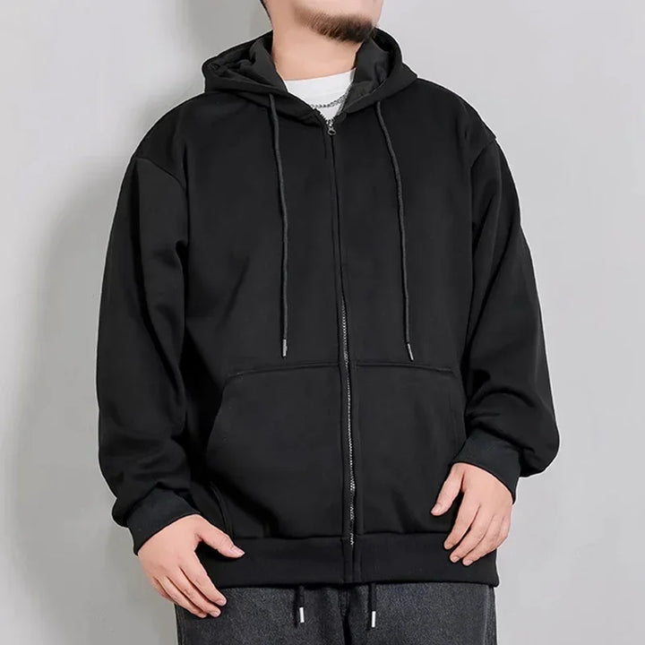 Mens Hooded Jacket with Zip-Up Closure Large Size - BritishMode