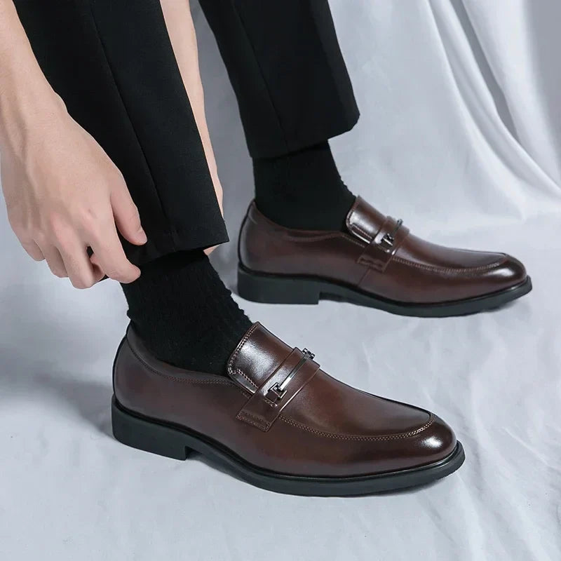 Mens Leather Loafers Slip-On Classic Fit