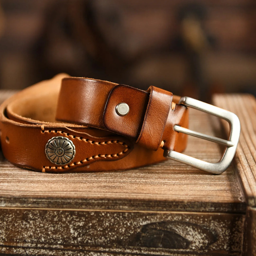 Unisex Leather Western Style Belt Classic Fit