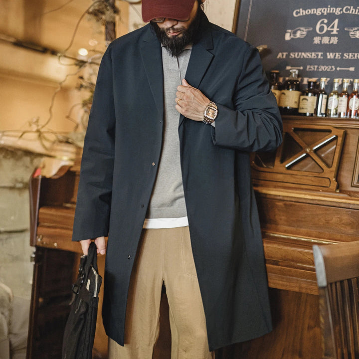 Mens Long Trench Coat Waterproof Classic Fit - BritishMode