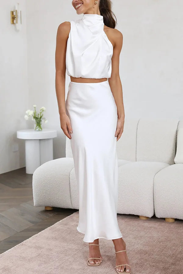 Womens Summer Outfit Silky Fabric Elegant Style