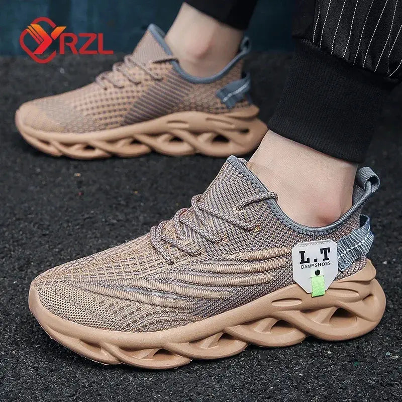 Mens Running Sneakers Breathable Mesh Shock Absorbing Sole