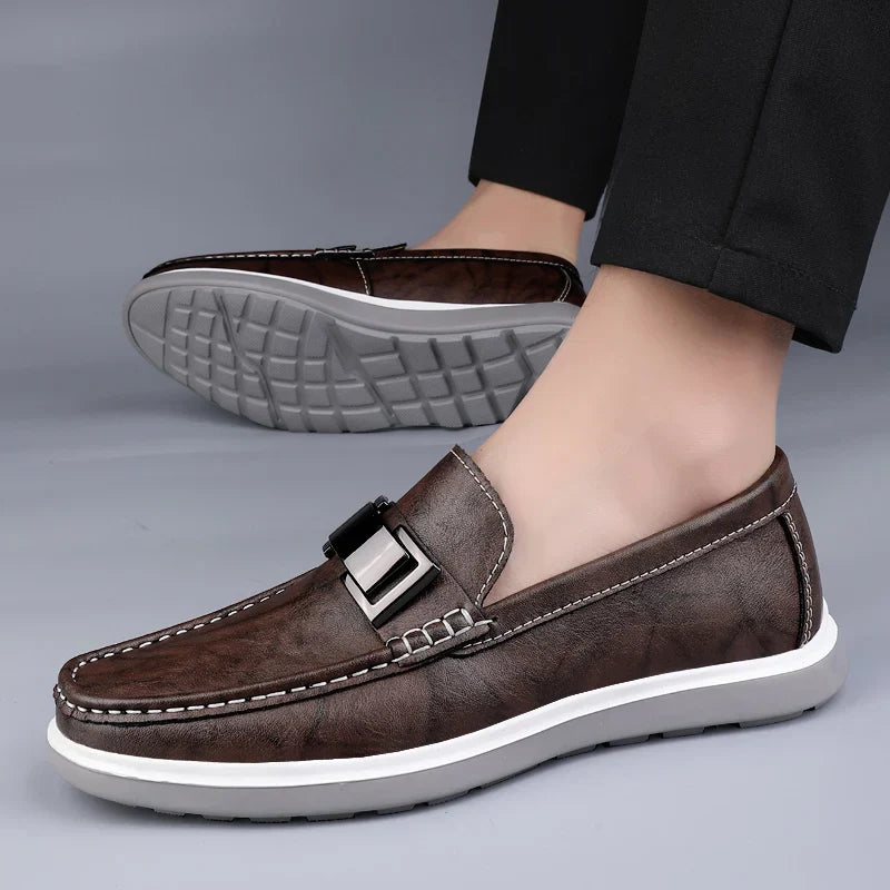 Mens Loafers Genuine Leather Slip-On