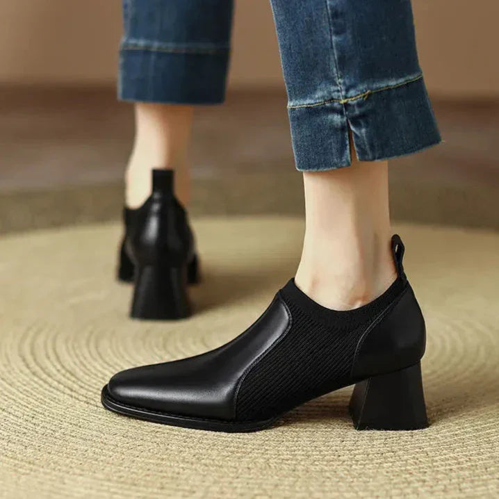 Womens Ankle Boots Leather Slip-On