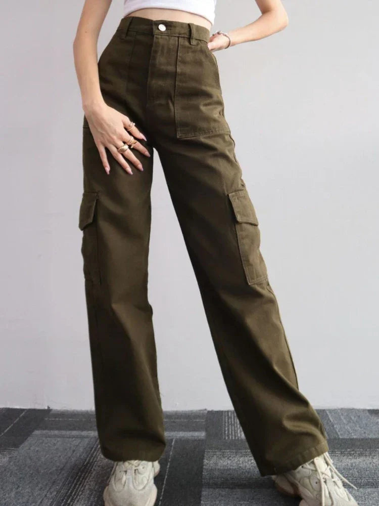 Mens Cargo Jogger Pants Wide Leg Retro Style